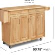 Homestyles General Line Natural Mobile Kitchen Cart, 54