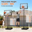 Yohood Basketball Hoop Outdoor 10ft Adjustable, Portable Basketball Hoop Goal System for Kids Youth and Adults in Backyard/Driveway/Indoor, 44 Inch Shatterproof Backboard and Larger Base