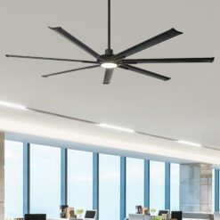Parrot Uncle 100-in Matte Black with Black Blades LED Ceiling Fan With Light and Remote Control Included 7 -Blade