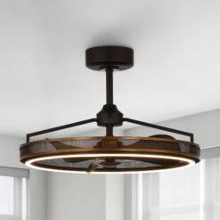 Parrot Uncle 27-in Matte Black with Black Blades LED Fandelier Ceiling Fan With Light and Remote Control Included 3 -Blade