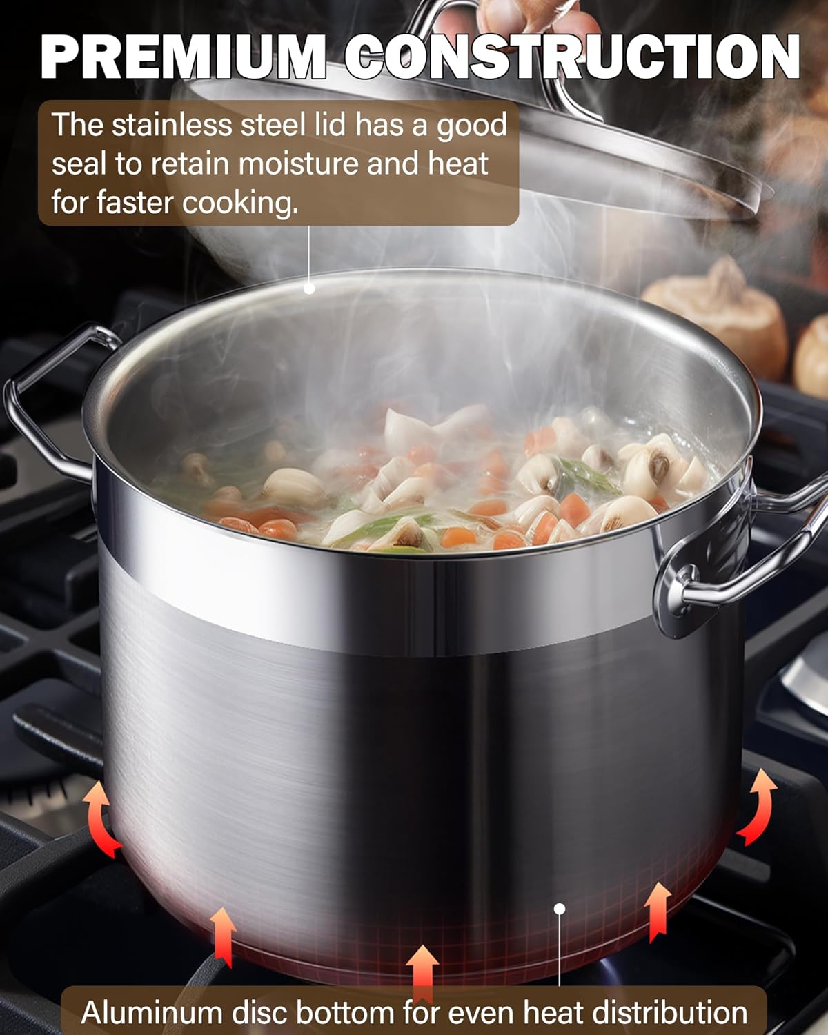 Cooks Standard Stockpots Stainless Steel, 20 Quart Professional Grade Stock Pot with Lid, Silver Cooks Standard Stockpots Stainless Steel, 20 Quart Professional Grade Stock Pot with Lid, Silver