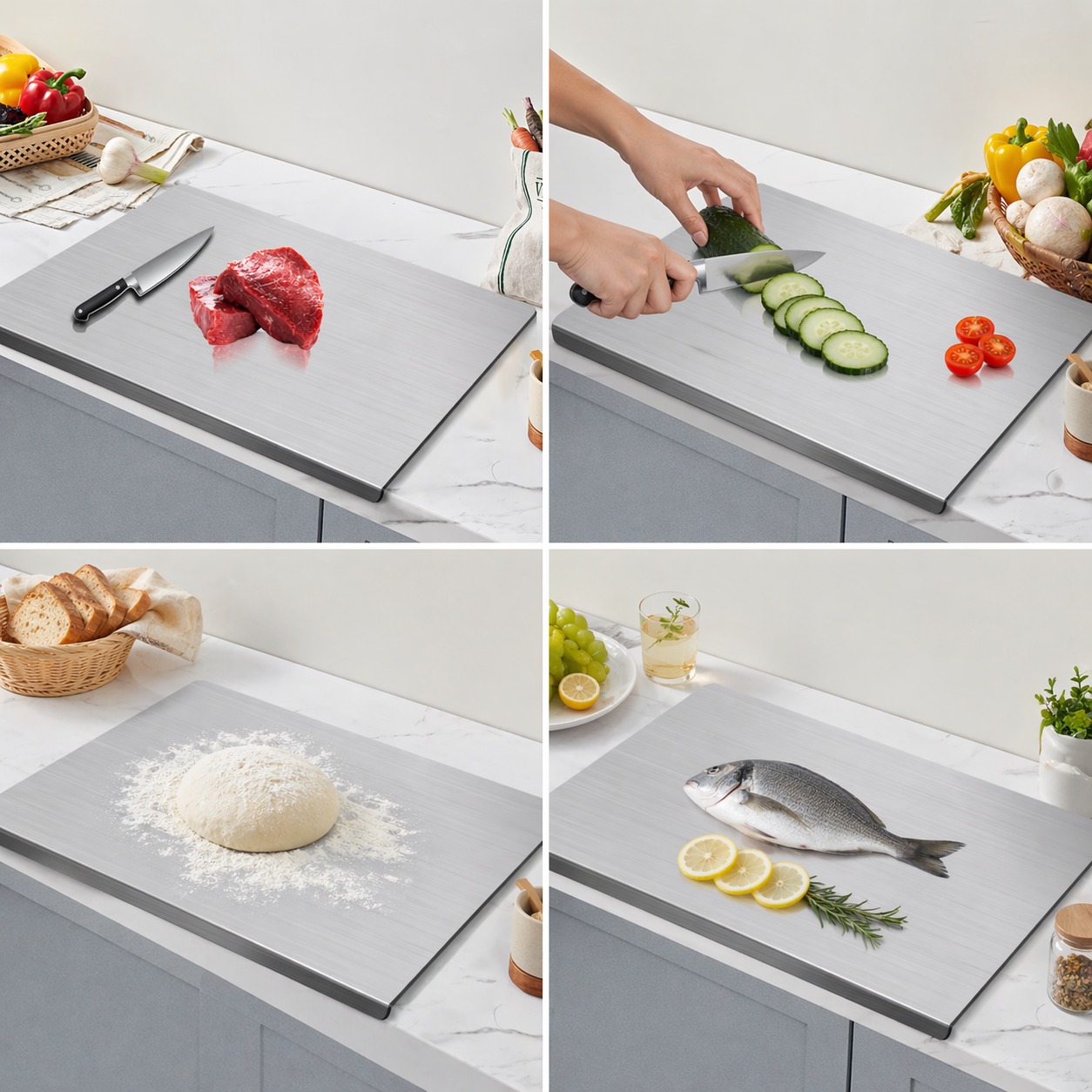 Stainless Steel Cutting Board Durable Kitchen Chopping Board for Food Preparation Stainless Steel Cutting Board Durable Kitchen Chopping Board for Food Preparation - Image 2