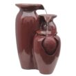 Teamson Home Jar 3 Tiered Floor Waterfall Fountain with Pump for Outdoor Patio Garden Backyard Decking, 20 Inch Height, Brown