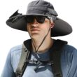 Solar Fan Wide Brim Hat with UPF 50+ Sun Protection – Dual Solar Fans Fishing Hat for Men and Women