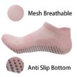 Women's Non-Slip Yoga Socks 5 Pairs, Breathable Cotton Mesh Pilates Socks for Gym & Dance