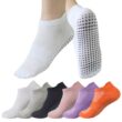 Women's Non-Slip Yoga Socks 5 Pairs, Breathable Cotton Mesh Pilates Socks for Gym & Dance