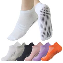 Women's Non-Slip Yoga Socks 5 Pairs, Breathable Cotton Mesh Pilates Socks for Gym & Dance
