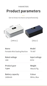 Mini Heat Bag Sealer Rechargeable Handheld Plastic Bag Sealing Machine for Food Storage