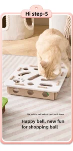 Interactive Cat Toy Felt Box with Bell Balls Maze Puzzle for Indoor Cats and Kittens