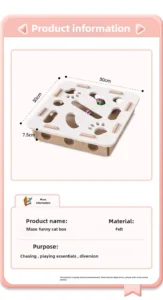 Interactive Cat Toy Felt Box with Bell Balls Maze Puzzle for Indoor Cats and Kittens