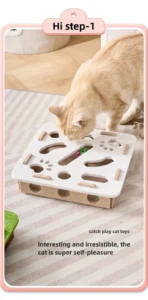Interactive Cat Toy Felt Box with Bell Balls Maze Puzzle for Indoor Cats and Kittens
