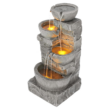 Teamson Home 33.25 in. Cascading Bowls and Stacked Stones LED Outdoor Water Fountain for Gardens, Landscaping, Patios, Balconies, and Lawns for a Calming Oasis in Outdoor Living Spaces, Stone Gray