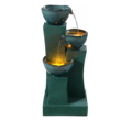 Teamson Home 28.54 in. 3-Tier Cascading Outdoor Water Fountain with LED Lights for Gardens, Landscaping, Patios, Balconies, Lawns, Green