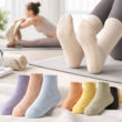 Women's Non-Slip Yoga Socks 3 Pairs, Mid Calf Pilates Socks for Fitness, Dance & Gym