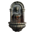 Teamson Home 32.1 in. Wall-Mounted Lion Head Stone LED Outdoor Water Fountain for Gardens, Landscaping, Patios, Balconies, Lawns to Create a Calming Oasis in Outdoor Living Spaces, Antique Bronze