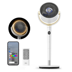 DREO Smart Fan for Bedroom, 120° +120° Omni-Directional Oscillating Fans, 100ft Quiet Pedestal Fan, White
