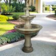 Watnature 51.5-in H Concrete Electric Powered Tiered Outdoor Fountain Pump Included