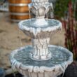 XBrand 58.3-in H Resin Electric Powered Tiered Outdoor Fountain with Birdbath Pump Included