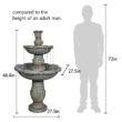 Watnature 48.4 in Concrete Rustic 3 Tier Outdoor Water Fountain with Flowerpot Top