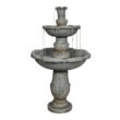Watnature 48.4 in Concrete Rustic 3 Tier Outdoor Water Fountain with Flowerpot Top