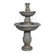 Watnature 48.4 in Concrete Rustic 3 Tier Outdoor Water Fountain with Flowerpot Top