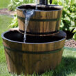 Sunnydaze Decor 37.5-in H Wood Tiered Outdoor Fountain Pump Included