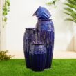 Glitzhome 35.5-in H Ceramic Tiered Outdoor Fountain Pump Included
