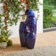 Glitzhome 35.5-in H Ceramic Tiered Outdoor Fountain Pump Included