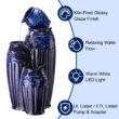 Glitzhome 35.5-in H Ceramic Tiered Outdoor Fountain Pump Included