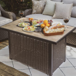 Nuu Garden Fire pit table 42.8-in W 50000 Maximum BTUs Iron Rectangle Liquid propane Fire pit table