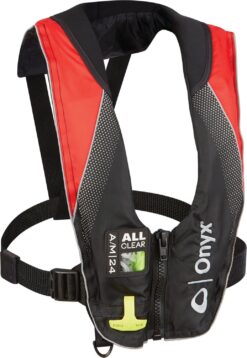 Onyx Outdoor Adults' A/M-24 All Clear Automatic/Manual Inflatable PFD Life Jacket Red