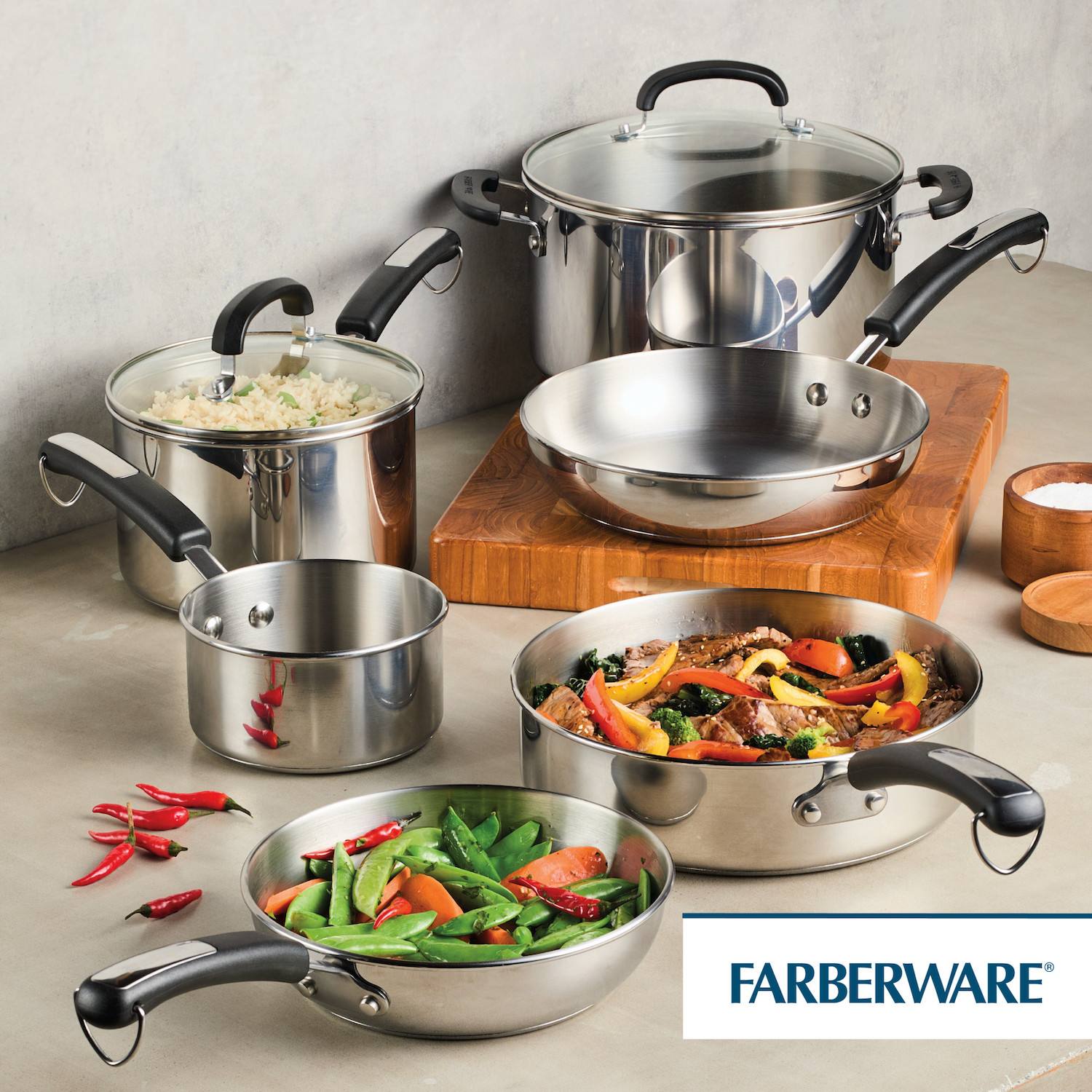 Farberware Brilliance 10-pc. Stainless Steel Cookware Set Farberware Brilliance 10-pc. Stainless Steel Cookware Set