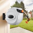 Outdoor Retractable Hose Reel with Brass Fittings and Lockable Hose Length
