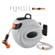 Outdoor Retractable Hose Reel with Brass Fittings and Lockable Hose Length