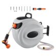 Retractable Wall-Mount Hose Reel with Auto Rewind and Swivel Bracket