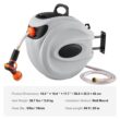 Retractable Wall-Mount Hose Reel with Auto Rewind and 9-Pattern Nozzle