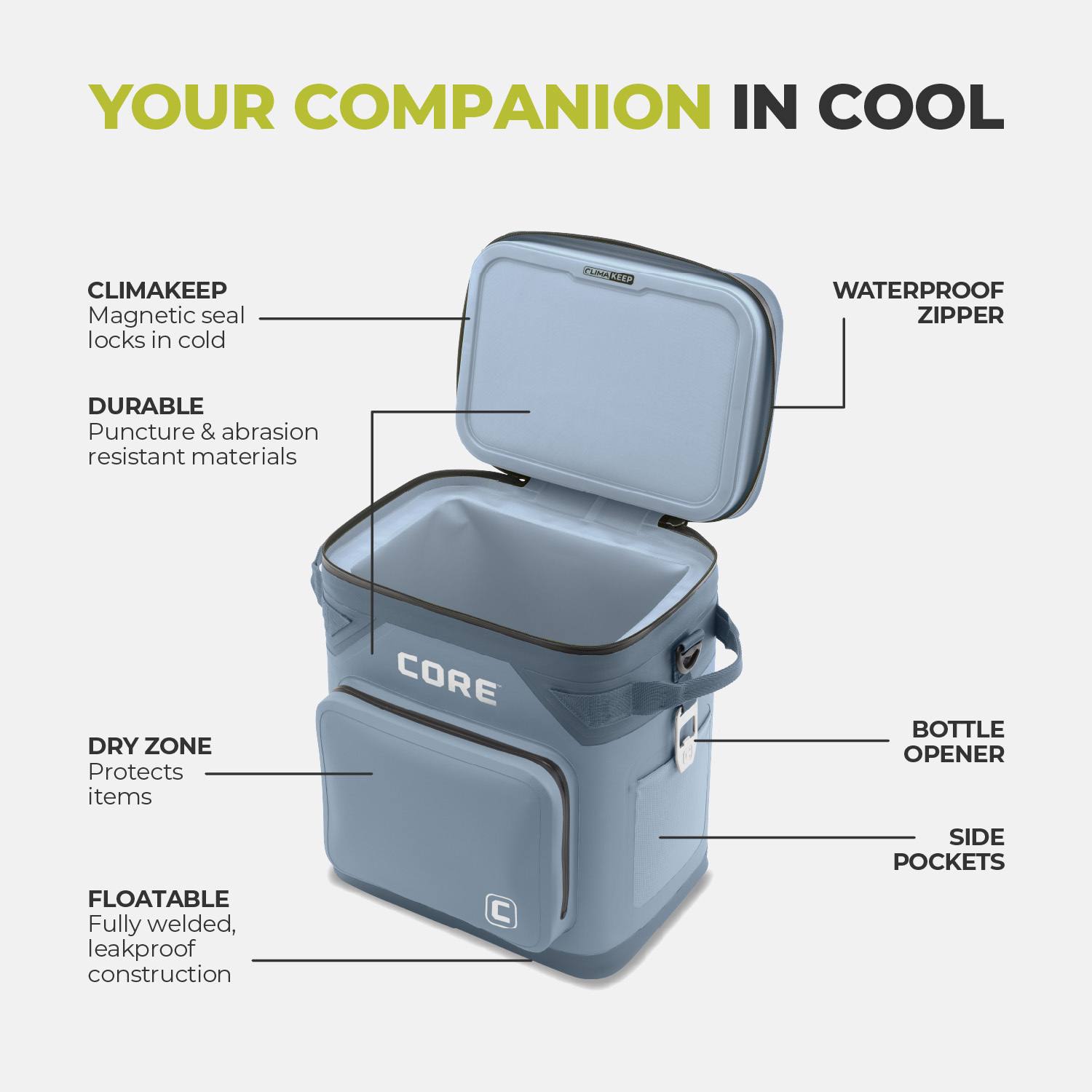 Core Climakeep 36-Can Box Cooler - Gray Core Climakeep 36-Can Box Cooler - Gray