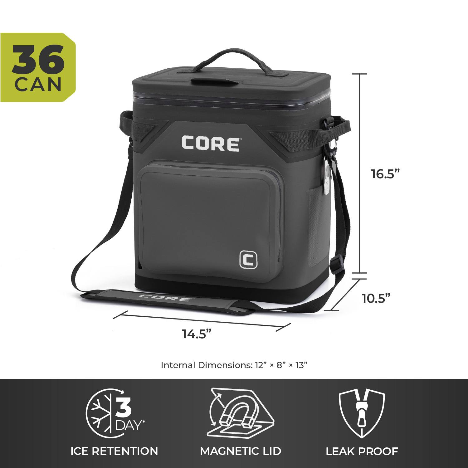 Core Climakeep 36-Can Box Cooler - Charcoal Core Climakeep 36-Can Box Cooler - Charcoal