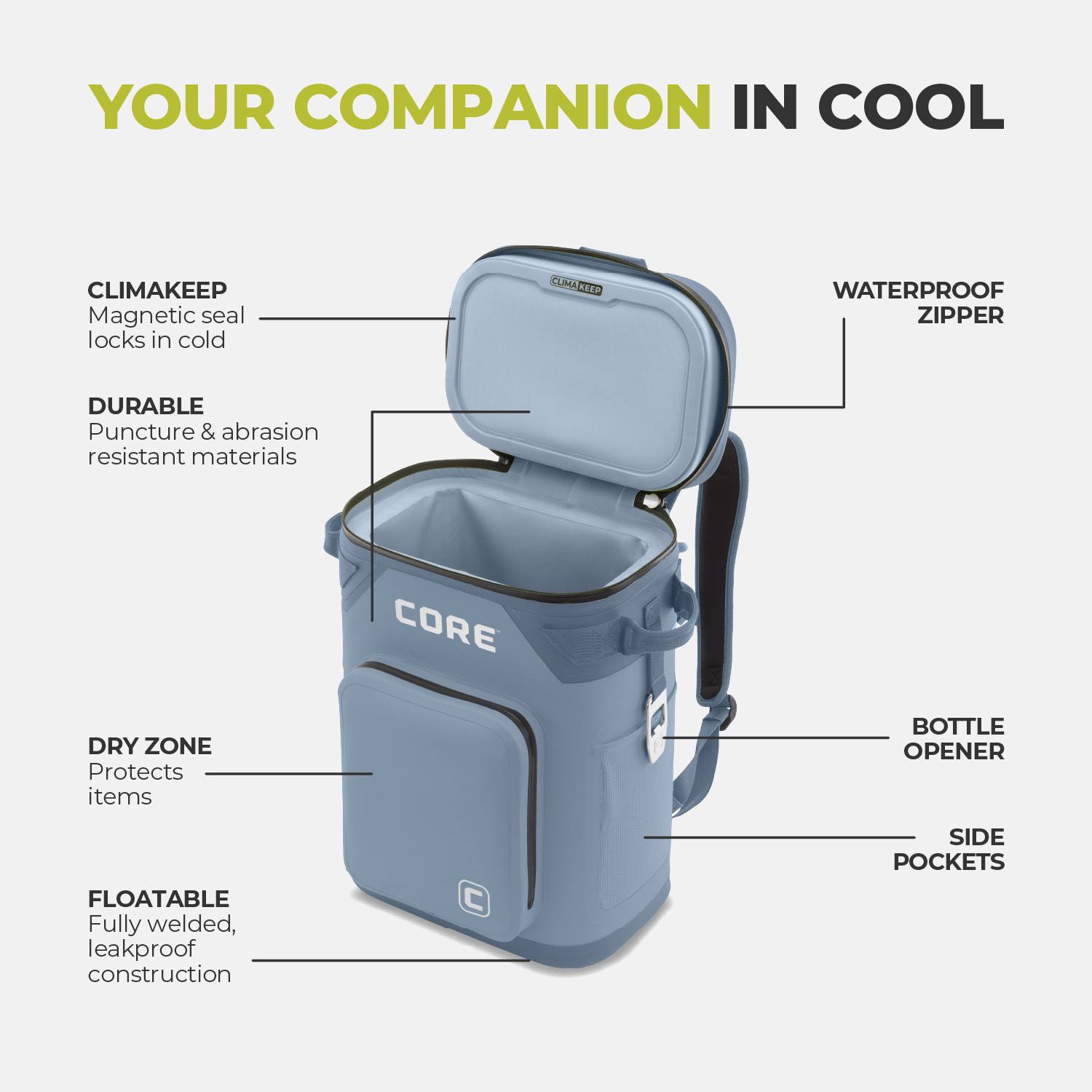 Core Climakeep 24-Can Backpack Cooler - Gray Core Climakeep 24-Can Backpack Cooler - Gray