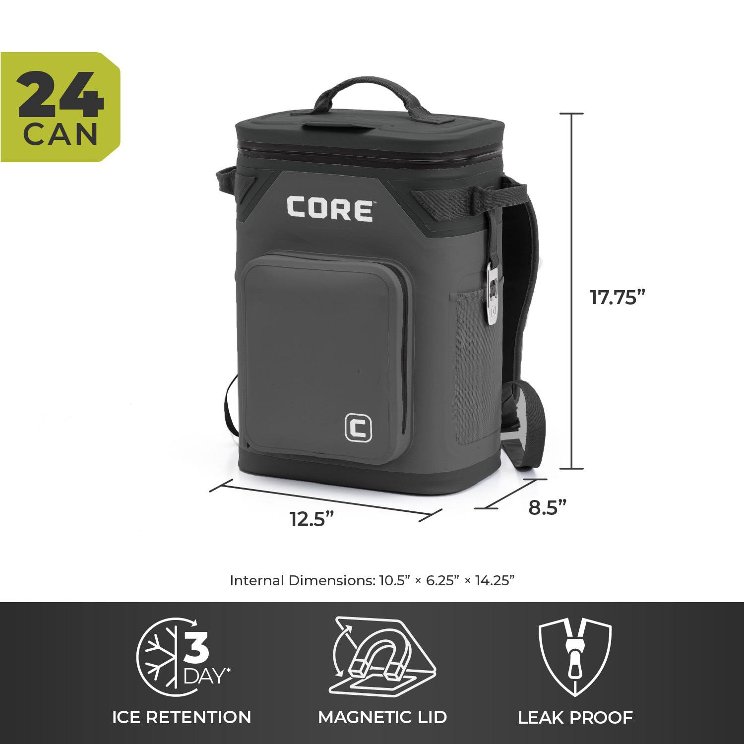 Core Climakeep 24-Can Backpack Cooler - Charcoal Core Climakeep 24-Can Backpack Cooler - Charcoal