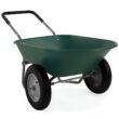 Slickblue Green 330 lb Steel Dual Wheel Garden Wheelbarrow with Plastic Bin Padded Handle for Yard Landscaping Home Projects