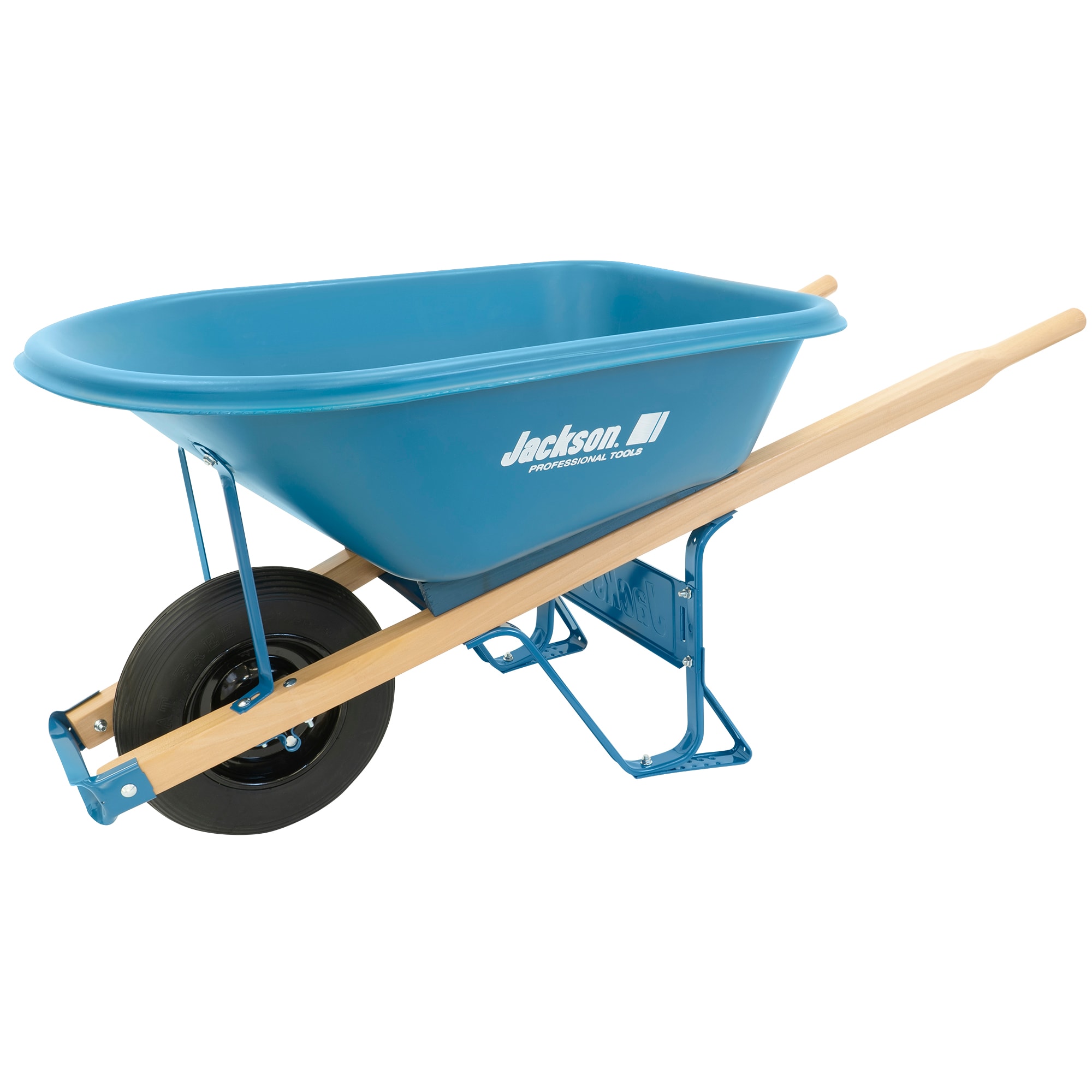 Jackson 5.75-cu ft 1 Wheel Poly Push Wheelbarrow Flat-Free Tire Jackson 5.75-cu ft 1 Wheel Poly Push Wheelbarrow Flat-Free Tire