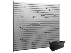 NewAge Products Garage 40 SqFt PVC Slatwall With Locking Hook 41 -Piece 80-in Silver Steel Multipurpose Accessory kit