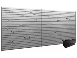 NewAge Products Garage 80 SqFt PVC Slatwall With Locking Hook 41 -Piece 160-in Silver Steel Multipurpose Accessory kit
