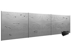 NewAge Products Garage 120 SqFt PVC Slatwall With Locking Hook 41 -Piece 240-in Silver Steel Multipurpose Accessory kit