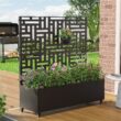 Wooakway 4-pc 4 ft. Hx 4 ft. W Raised Garden Bed Metal Planter Box with Trellis Wheels Privacy Screen Elevated Planter - Black
