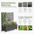 Wooakway 4-pc 4 ft. Hx 4 ft. W Raised Garden Bed Metal Planter Box with Trellis Wheels Privacy Screen Elevated Planter - Black