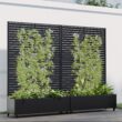Wooakway 2-pc 6 ft. Hx 4 ft. W Raised Garden Bed Metal Planter Box with Trellis Wheels Privacy Screen Elevated Planter - Black