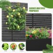 Wooakway 2-pc 6 ft. Hx 4 ft. W Raised Garden Bed Metal Planter Box with Trellis Wheels Privacy Screen Elevated Planter - Black