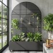 Wooakway 2 pcs 6 ft. Hx 4 ft. W Raised Garden Bed Metal Planter Box with Trellis Wheels Privacy Screen Elevated Planter - Black